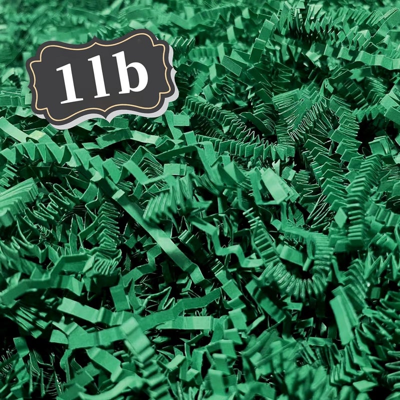 ZEBMOON 1 LB Green Crinkle Cut Paper Shred Filler Great for Gift Wrapping, Basket Filling, Birthday, Wedding, Halloween Thanksgiving, Christmas Day, New Year Party Decorations Filling Supplies - Image 1